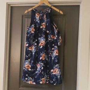 Ladies Navy Floral Print Dress